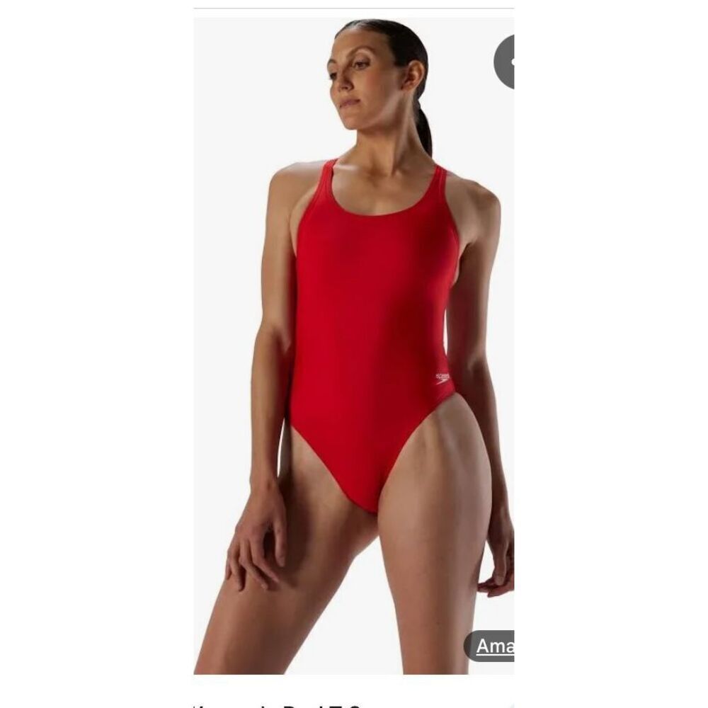 Speedo Women's Team Red Pro LT Open Back One Piece Swimsuit Size 12/38 NWT‎